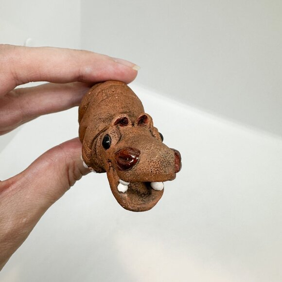 Vintage Clay Pottery House Hippo Cute Mini Handmade - Picture 6 of 7